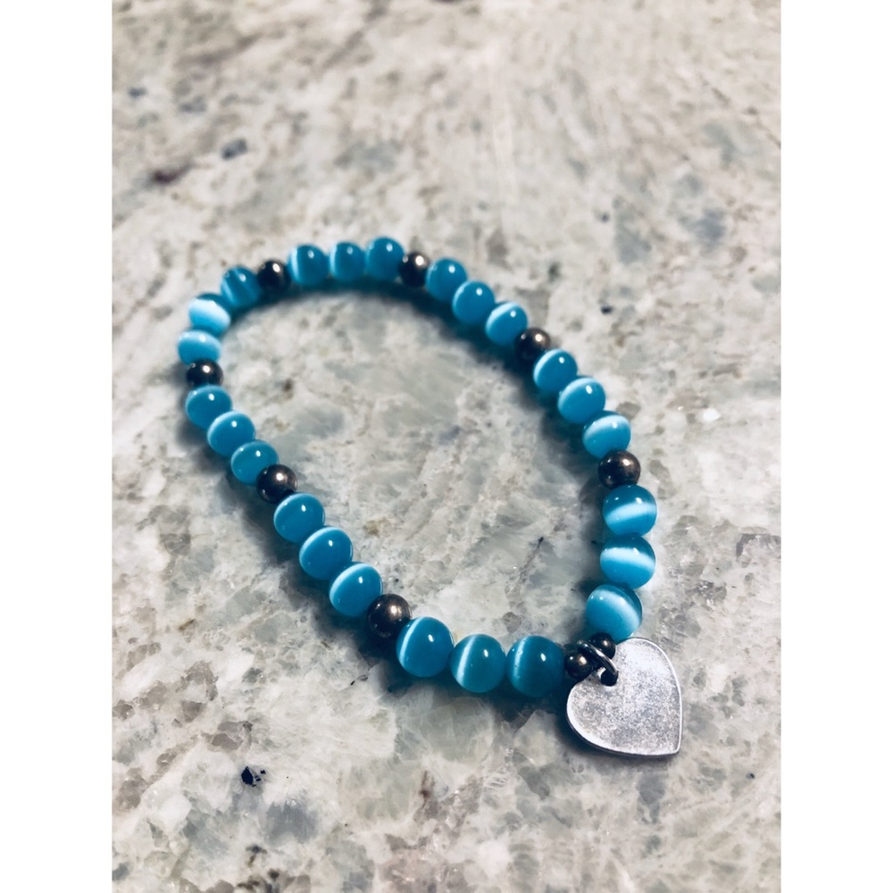 Blue and Silver Beaded Bracelet